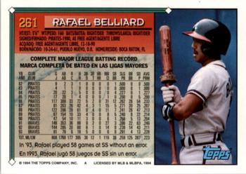 1994 Topps Bilingual #261 Rafael Belliard Back