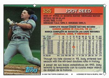 1994 Topps Bilingual #325 Jody Reed Back