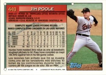 1994 Topps Bilingual #449 Jim Poole Back