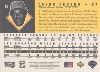 1994 Upper Deck All-Time Heroes - 125th Anniversary #89 Cesar Cedeno Back