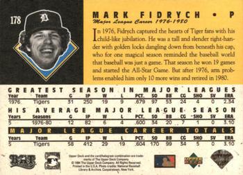 1994 Upper Deck All-Time Heroes - 125th Anniversary #178 Mark Fidrych Back