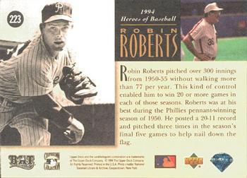 1994 Upper Deck All-Time Heroes - 125th Anniversary #223 Robin Roberts Back
