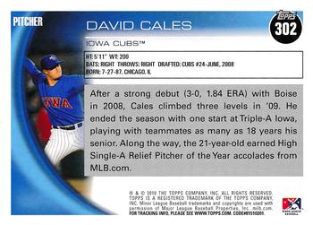 2010 Topps Pro Debut #302 David Cales Back