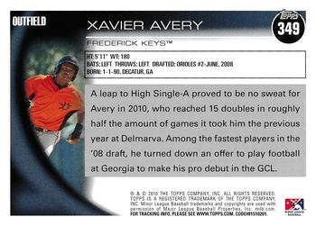 2010 Topps Pro Debut #349 Xavier Avery Back