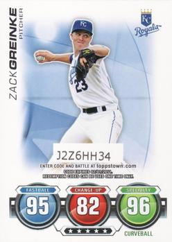 2010 Topps - Attax Code Cards #NNO Zack Greinke Front