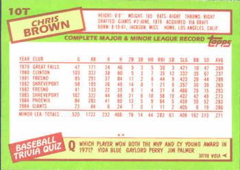 1985 Topps Traded #10T Chris Brown Back
