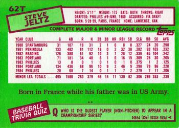 1985 Topps Traded #62T Steve Jeltz Back