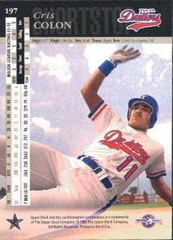 1994 Upper Deck Minor League #197 Chris Colon Back