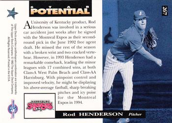 1994 Upper Deck Minor League #267 Rod Henderson Back