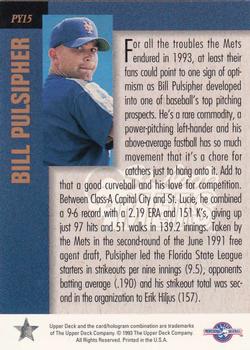 1994 Upper Deck Minor League - Player of the Year #PY15 Bill Pulsipher Back