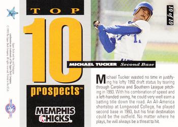 1994 Upper Deck Minor League - Top 10 Prospects #10 Michael Tucker Back