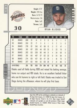 2000 Upper Deck MVP - Silver Script #131 Ryan Klesko Back