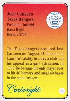 1992 Cartwrights Players Choice #44 Jose Canseco Back