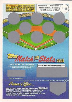1992 Topps - Match the Stats Game #NNO Bob Gibson Front