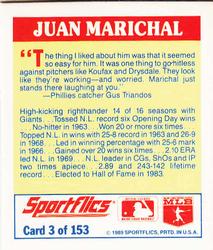 1989 Sportflics - The Unforgetables #3 Juan Marichal Back