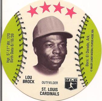 1976 Orbaker's Discs #NNO Lou Brock Front