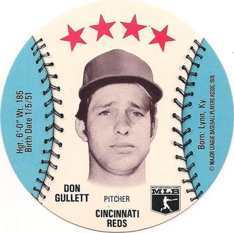 1976 Orbaker's Discs #NNO Don Gullett Front