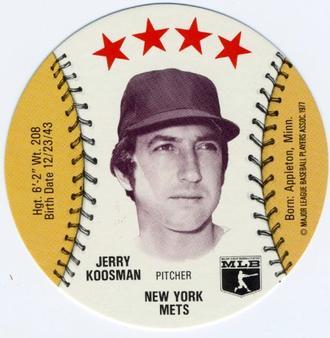 1977 MSA Blank Back Discs #NNO Jerry Koosman Front