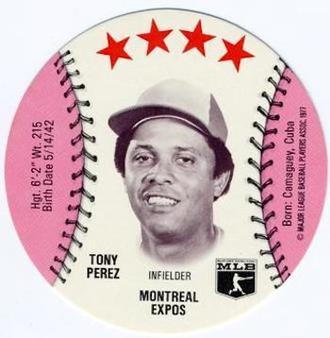 1977 MSA Blank Back Discs #NNO Tony Perez Front