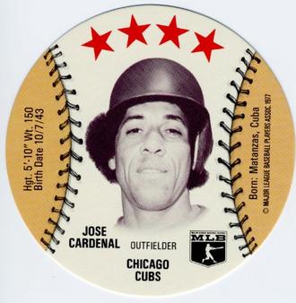 1977 Zip'z Discs #NNO Jose Cardenal Front