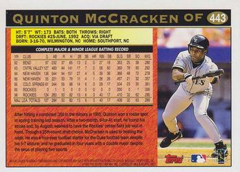 1997 Topps #443 Quinton McCracken Back