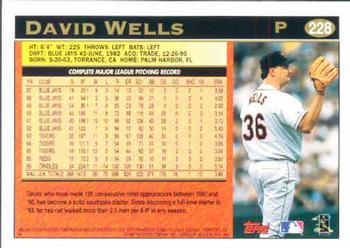 1997 Topps #228 David Wells Back