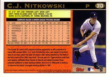 1997 Topps #313 C.J. Nitkowski Back