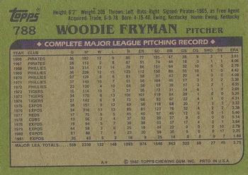 1982 Topps - Blackless #788 Woodie Fryman Back