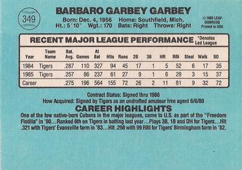 1986 Donruss #349 Barbaro Garbey Back