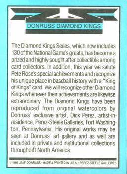 1986 Donruss #NNO Diamond Kings Checklist: 1-26 Back