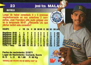 1997-98 Line Up Venezuelan Winter League #23 Jose Malave Back