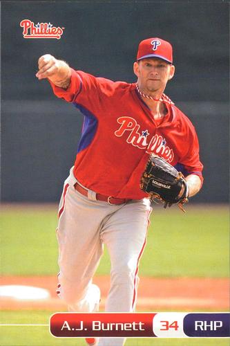 2014 Philadelphia Phillies Photocards Set 1 #8 A.J. Burnett Front