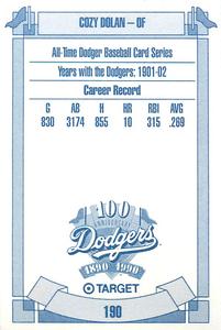1990 Target Dodgers #190 Cozy Dolan Back