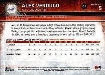 2015 Topps Pro Debut #5 Alex Verdugo Back