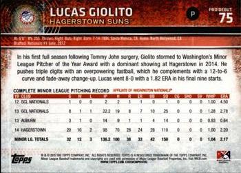 2015 Topps Pro Debut #75 Lucas Giolito Back