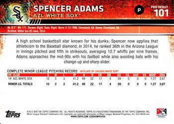 2015 Topps Pro Debut #101 Spencer Adams Back