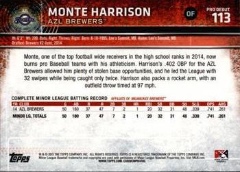 2015 Topps Pro Debut #113 Monte Harrison Back