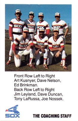 1984 True Value Chicago White Sox #NNO Art Kusnyer / Dave Nelson / Ed Brinkman / Jim Leyland / Dave Duncan / Tony LaRussa / Joe Nossek Front