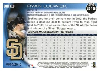 2010 Topps Update - Gold #US-169 Ryan Ludwick Back