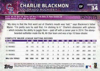 2015 Topps - Gold #34 Charlie Blackmon Back