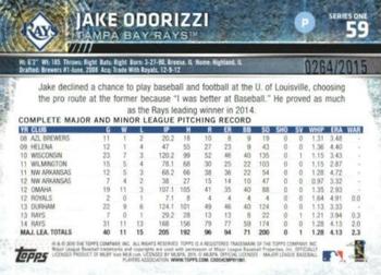 2015 Topps - Gold #59 Jake Odorizzi Back