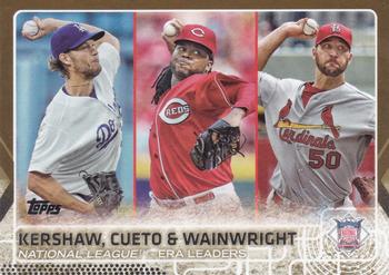 2015 Topps - Gold #61 Johnny Cueto / Clayton Kershaw / Adam Wainwright Front