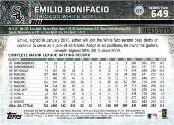 2015 Topps - Gold #649 Emilio Bonifacio Back