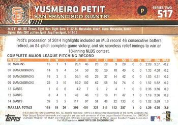 2015 Topps - Rainbow Foil #517 Yusmeiro Petit Back