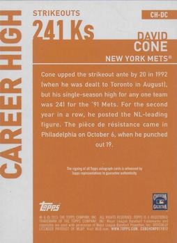 2015 Topps - Career High Autographs (Series One) #CH-DC David Cone Back