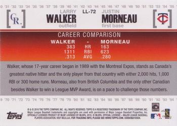 2010 Topps Update - Legendary Lineage #LL-72 Larry Walker / Justin Morneau Back