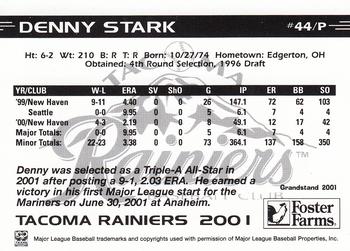 2001 Grandstand Tacoma Rainiers #NNO Denny Stark Back