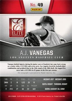 2014 Panini Elite Extra Edition - Franchise Futures Signatures #49 A.J. Vanegas Back