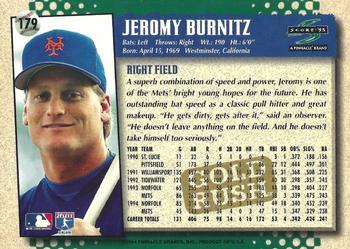 1995 Score - Gold Rush #179 Jeromy Burnitz Back