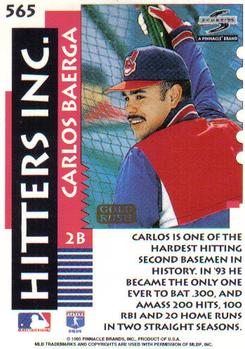 1995 Score - Gold Rush #565 Carlos Baerga Back